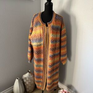 Vince Camuto Orange and Blue Striped Cardigan